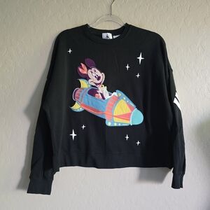 Disney Parks Astro Orbiter Minnie Mouse Black Sweatshirt Small
